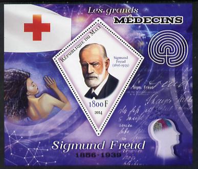 Mali 2014 Great Men of Medicine - Sigmund Freud perf s/sheet containing one diamond shaped value unmounted mint