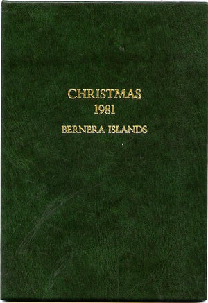 Bernera 1981 Christmas set of two £8 values each in 22 carat gold foil in special presentation folder unmounted mint