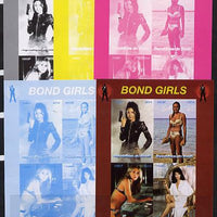 Benin 2014 Bond Girls sheetlet containing 4 values - the set of 5 imperf progressive proofs comprising the 4 individual colours plus all 4-colour composite, unmounted mint