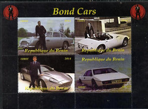 Benin 2014 Bond Cars perf sheetlet containing 4 values unmounted mint. Note this item is privately produced and is offered purely on its thematic appeal