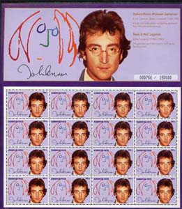 Azerbaijan 1995 Rock & Roll Legends (John Lennon) sheetlet containing 16 x 500m unmounted mint