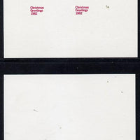 Tonga 1982 Christmas overprint proofs on card in horiz pairs, a) in carmine (as used for SG 831) and b) in silver (as used on SG 832-3)