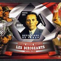 Chad 2014 Leaders in WW2 - Germany - Joseph Goebbels imperf s/sheet containing one hexagonal shaped value unmounted mint