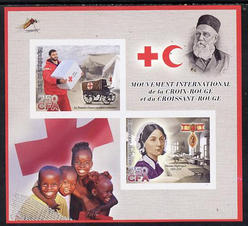 Benin 2014 Red Cross imperf sheetlet containing 2 values unmounted mint