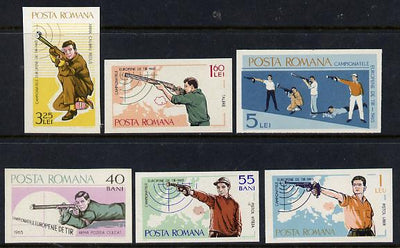 Rumania 1965 Shooting Championships IMPERF set of 6 unmounted mint, SG 3280-85, Mi 2413-18*