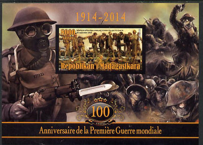 Madagascar 2014 Centenary of Start of WW1 imperf deluxe sheet containing one value unmounted mint