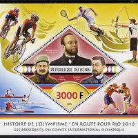 Benin 2015 Olympic History on Route to Rio 2016 #2 perf deluxe sheet containing one diamond shaped value unmounted mint