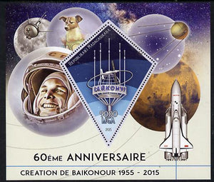 Madagascar 2015 60th Anniversary of Space Exploration perf deluxe sheet containing one diamond shaped value unmounted mint