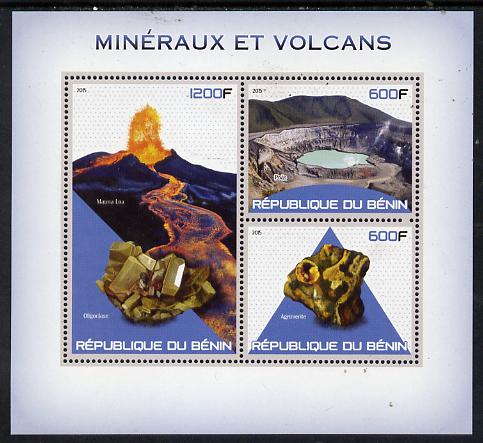 Benin 2015 Minerals & Volcanoes perf sheet containing 3 values unmounted mint