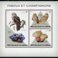 Benin 2015 Owls & Fungi perf sheet containing 3 values unmounted mint