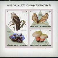 Benin 2015 Owls & Fungi imperf sheet containing 3 values unmounted mint