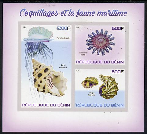 Benin 2015 Shells & Marine Life imperf sheet containing 3 values unmounted mint