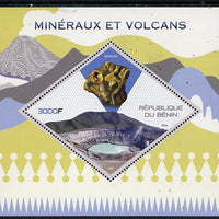 Benin 2015 Minerals & Volcanoes perf deluxe sheet containing one diamond shaped value unmounted mint