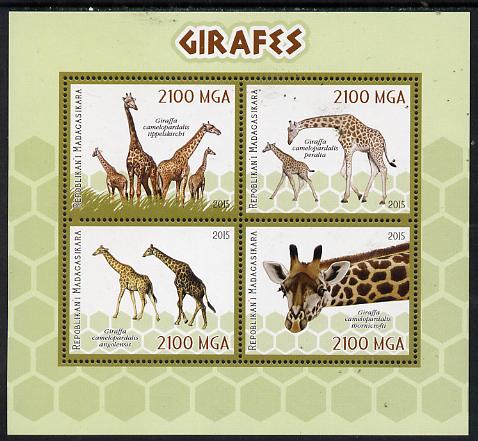 Madagascar 2015 Giraffes perf sheetlet containing 4 values unmounted mint