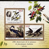 Djibouti 2015 230th Birth Anniversary of John Audubon perf sheet containing 3 values unmounted mint