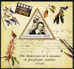 Djibouti 2015 230th Birth Anniversary of John Audubon imperf deluxe sheet containing one triangular value unmounted mint