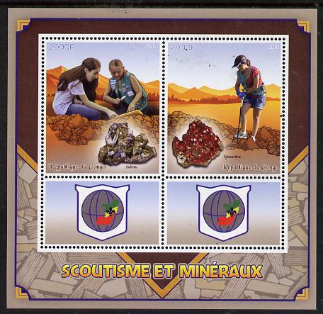 Congo 2015 Scouts & Minerals perf sheetlet containing 2 stamps & 2 labels unmounted mint