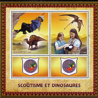 Congo 2015 Scouts & Dinosaurs perf sheetlet containing 2 stamps & 2 labels unmounted mint