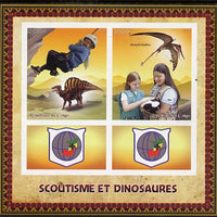 Congo 2015 Scouts & Dinosaurs imerf sheetlet containing 2 stamps & 2 labels unmounted mint