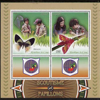 Congo 2015 Scouts & Butterflies perf sheetlet containing 2 stamps & 2 labels unmounted mint