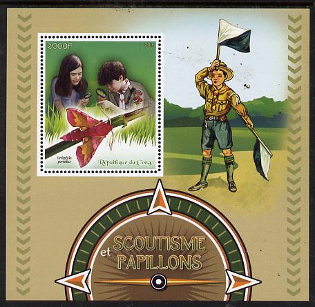 Congo 2015 Scouts & Butterflies perf deluxe sheet #1 containing one value unmounted mint