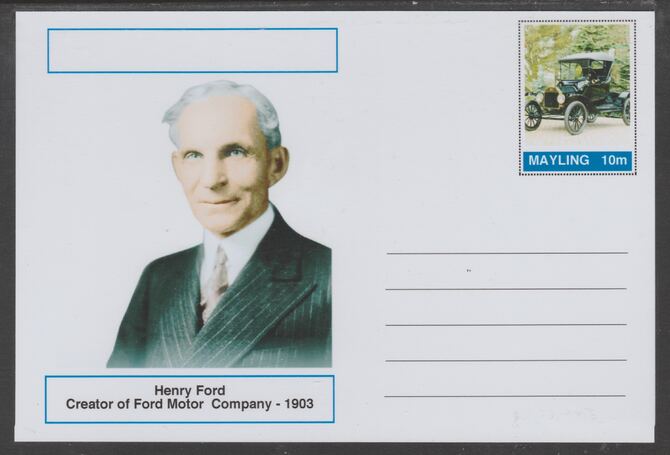 Mayling (Fantasy) Great Minds - Henry Ford - glossy postal stationery card unused and fine