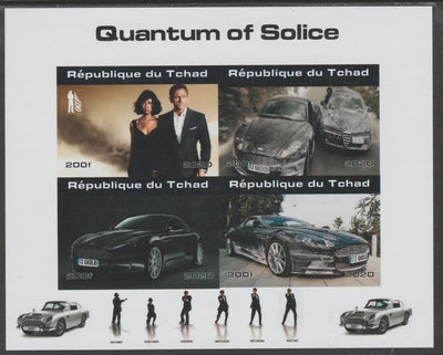 Chad 2020 James Bond - Quantum of Solice imperf sheetlet containing 4 values unmounted mint. Note this item is privately produced and is offered purely on its thematic appeal