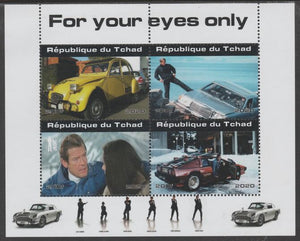 Chad 2020 James Bond - For Your Eyes Only perf sheetlet containing 4 values unmounted mint. Note this item is privately produced and is offered purely on its thematic appeal