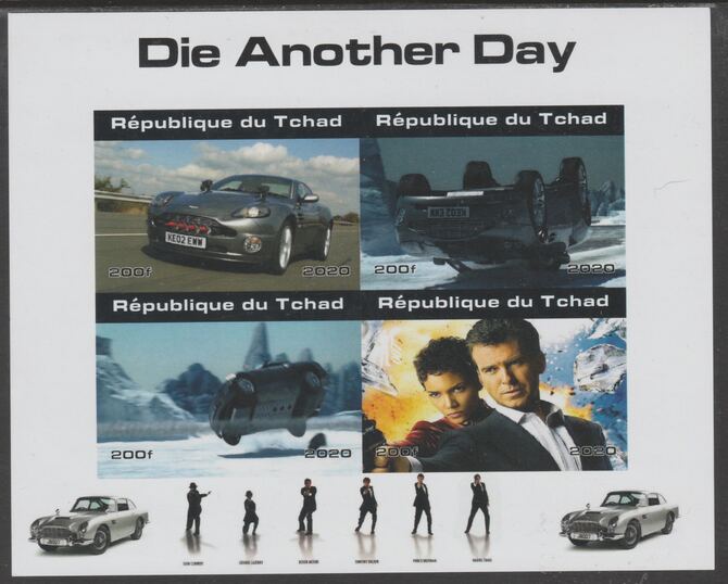 Chad 2020 James Bond - Die Another Day imperf sheetlet containing 4 values unmounted mint. Note this item is privately produced and is offered purely on its thematic appeal