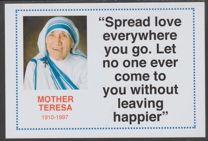 Famous Quotations - Mother Teresa on 6x4 in (150 x 100 mm) glossy card, unused and fine