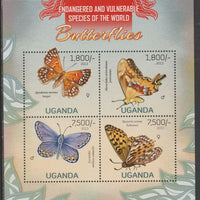 Uganda 2013 Endangered Species - Butterflies perf sheetlet containing 4 values unmounted mint.