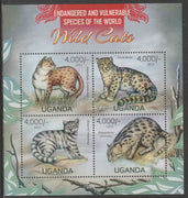 Uganda 2013 Endangered Species - Wild Cats perf sheetlet containing 4 values unmounted mint.