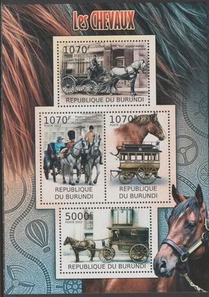 Burundi 2012 Horses perf sheetlet containing 4 values unmounted mint.