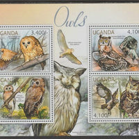 Uganda 2012 Owls perf sheetlet containing 4 values unmounted mint.