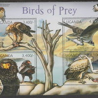 Uganda 2012 Birds of Prey perf sheetlet containing 4 values unmounted mint.