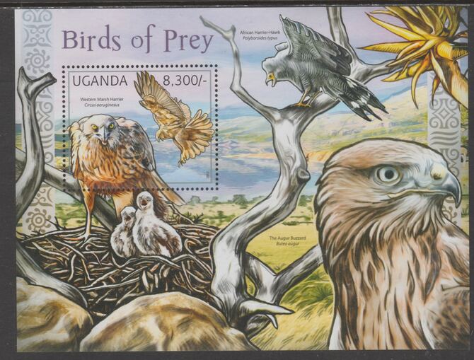 Uganda 2012 Birds of Prey perf souvenir sheet,containing 1 value unmounted mint.t.