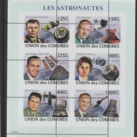 Comoro Islands 2008,Astronauts sheetlet containg 6 value with vertical and horizontal perforations grossly misplaced, unmounted mint