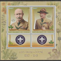 Congo 2016 Lord Baden Powell perf sheetlet containing 2 values & 2 labels unmounted mint