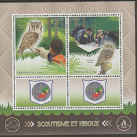 Congo 2015 Scouts & Owls perf sheetlet containing 2 values & 2 labels unmounted mint