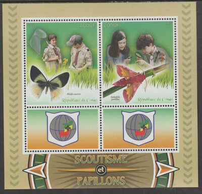 Congo 2015 Scouts & Butterflies perf sheetlet containing 2 values & 2 labels unmounted mint