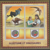 Congo 2015 Scouts & Dinosaurs perf sheetlet containing 2 values & 2 labels unmounted mint