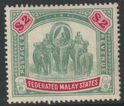 Malaya - FMS 1904 Elephants MCA $2 green & carmine well centred and fresh mint SG 49