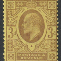 Great Britain 1902 KE7 3d pale purple on lemon unmounted mint SG 233b