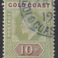 Gold Coast 1902 KE7 10s green & brown slightly faded with corner cds cancel, SG47 cat £180