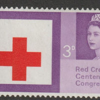 Great Britain 1963 Red Cross 3d with major shift of red, unmounted mint SG 642var