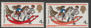 Great Britain 1968 Christmas 4d with vermilion omitted with normal, both unmounted mint SG 775b