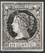 Spain 1860 Queen Isabella 19c twice stamp-size Photographic print from Sperati's own negative with BPA handstamp on back, superb reference