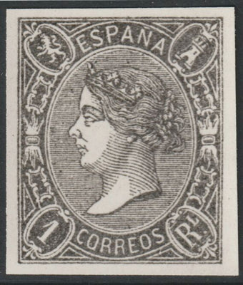 Spain 1865 Queen Isabella 1r twice stamp-size Photographic print from Sperati's own negative without handstamp on back, superb reference