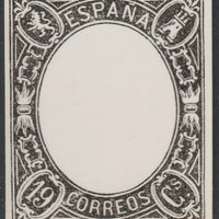 Spain 1865 Queen Isabella 19c twice stamp-size Photographic print of frame only from Sperati's own negative with BPA handstamp on back, superb reference