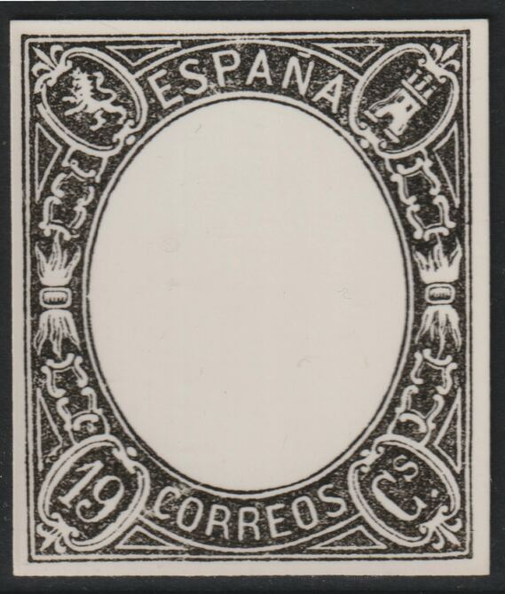 Spain 1865 Queen Isabella 19c twice stamp-size Photographic print of frame only from Sperati's own negative with BPA handstamp on back, superb reference